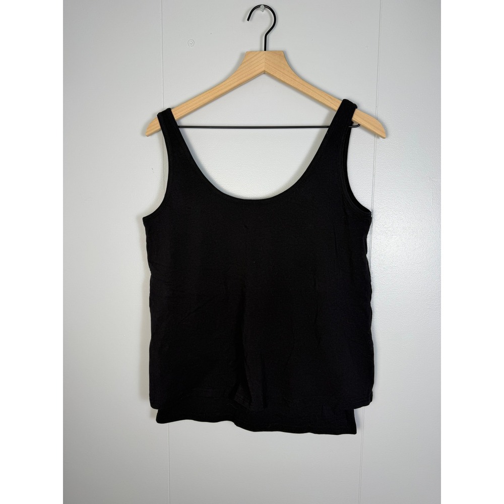 Pact Sustainable Tank Top Women L Black Double Layer Hem Organic Cotton Stretch